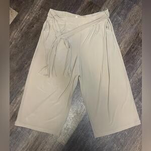 Marla Wynne Wide Leg Pants 2X Tan NWT Stretch Waist Slinky Chic
